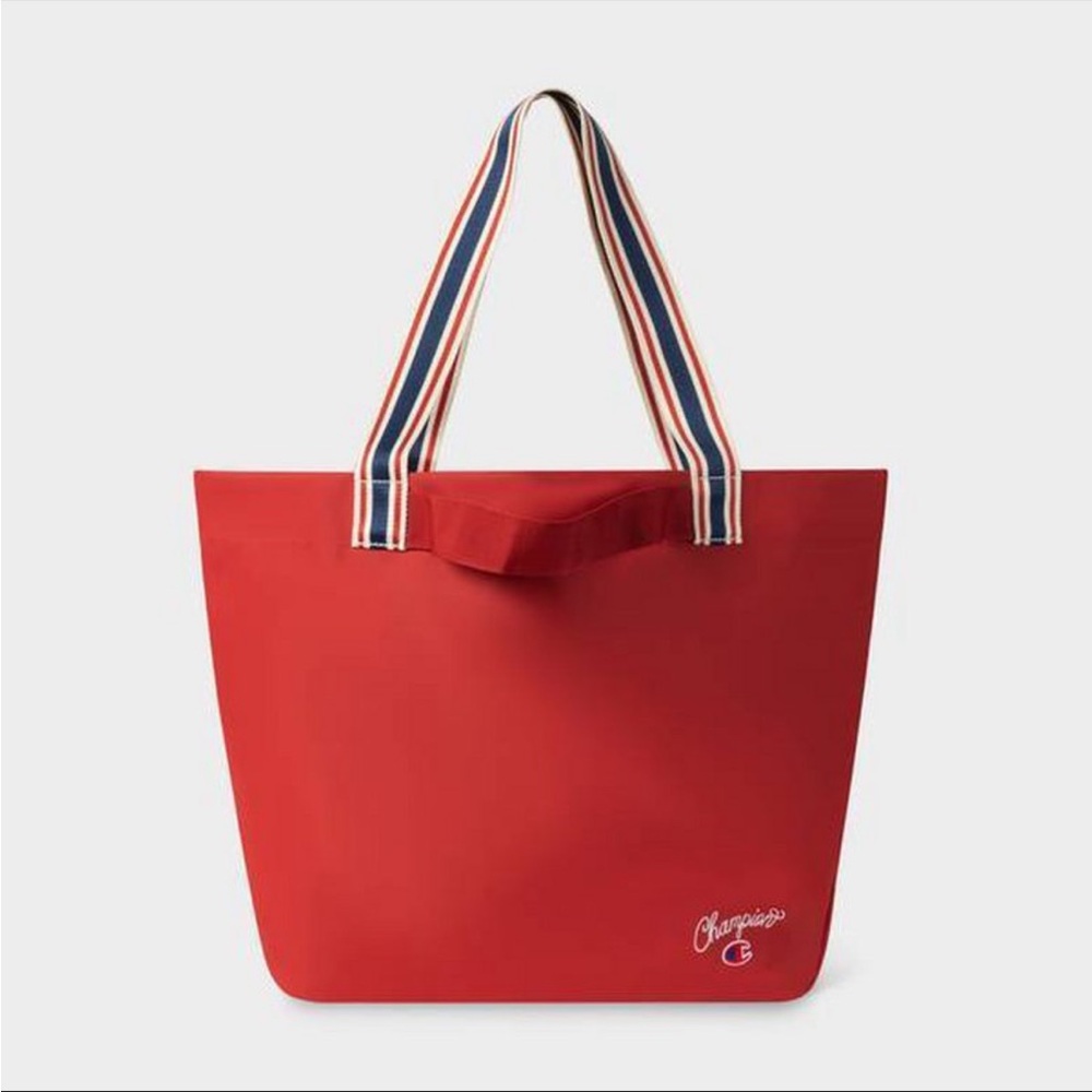 Champion Red Tote Bag with Striped Handles NWT